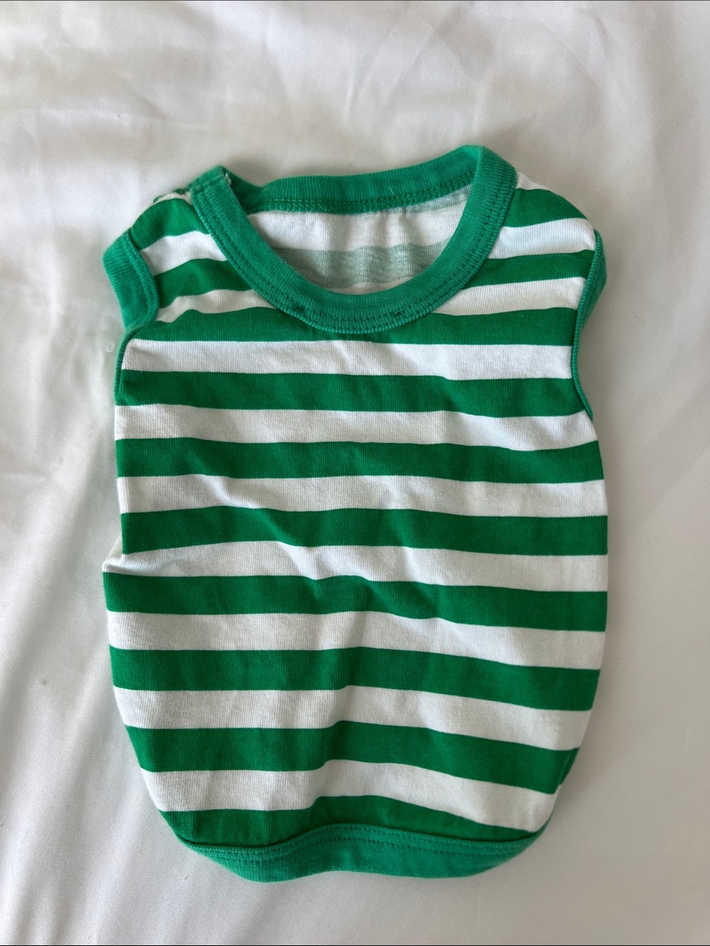 Green and White Striped Small Pet Shirt